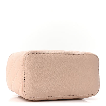 Small Quilted Caviar Handbag - Beige