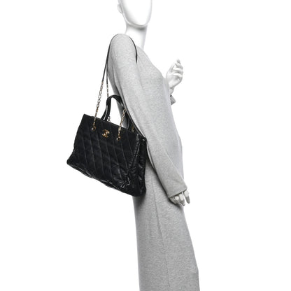 Large Quilted Calfskin Tote Bag - Black