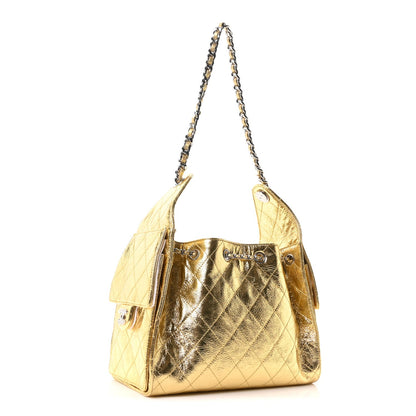 Small Quilted Calfskin Handbag - Gold