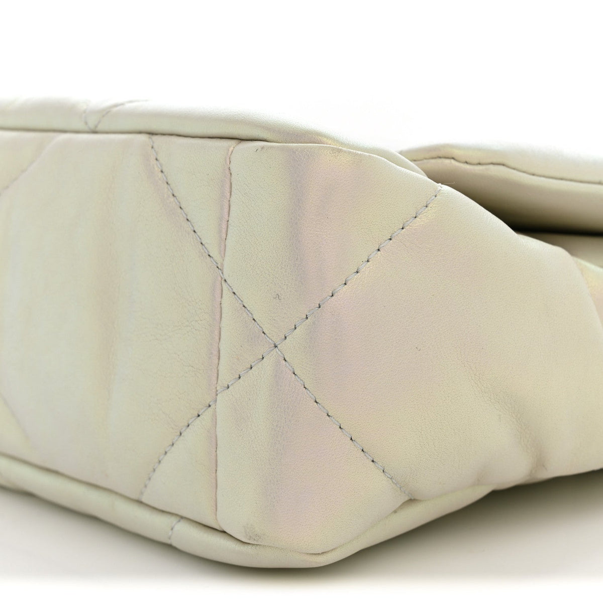 Medium Quilted Calfskin Flap Shoulder Bag - White