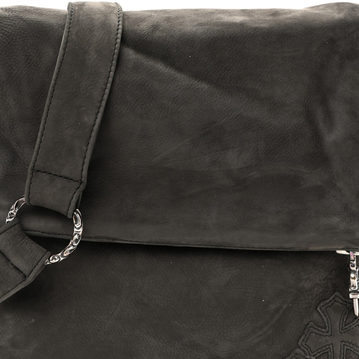 Calfskin Suede Crossbody Bag - Black