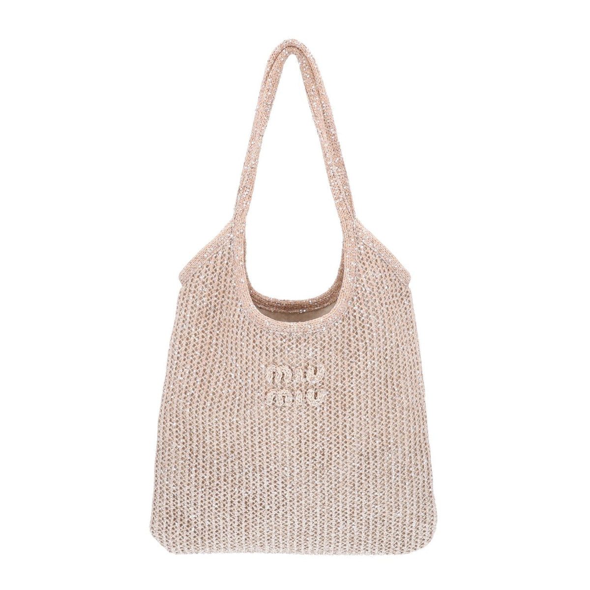 Miu Miusequin Mesh Ivy Bag Cipria Handbag