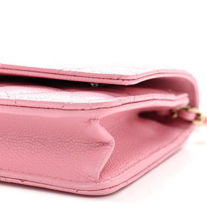 Quilted Caviar Wallet Bag - Pink