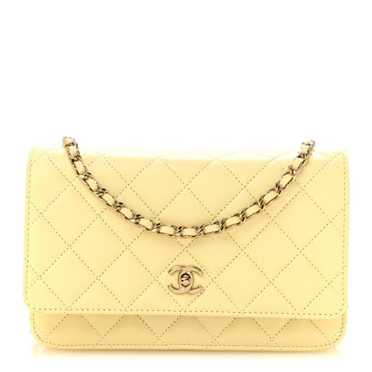 Quilted Caviar Wallet Bag - Yellow