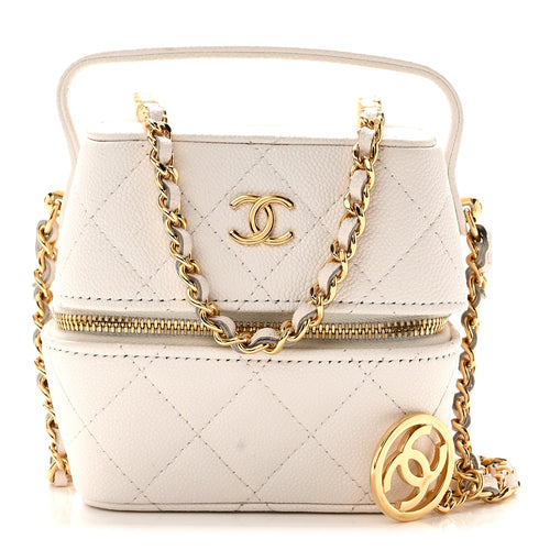 Quilted Caviar Handbag - White