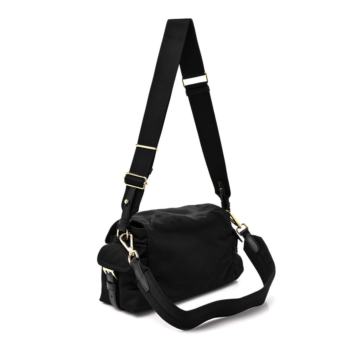 Medium Nylon Shoulder Bag - Black