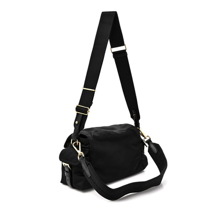 Medium Nylon Shoulder Bag - Black