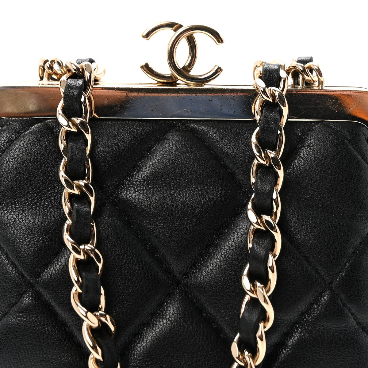 Quilted Lambskin Clutch Bag - Black