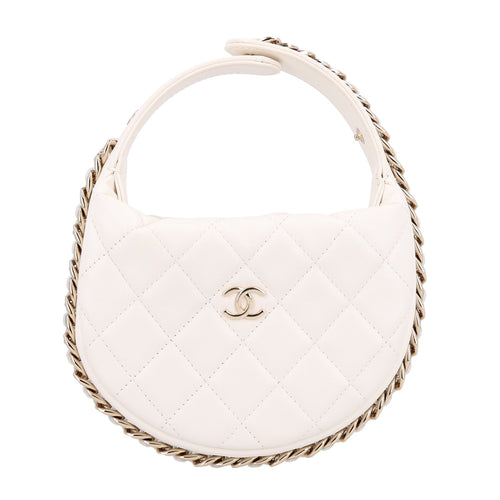 Quilted Lambskin Hobo Bag - White