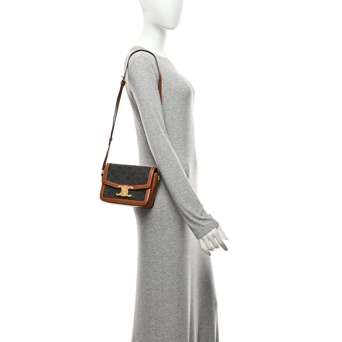 Calfskin Canvas Handbag - Tan