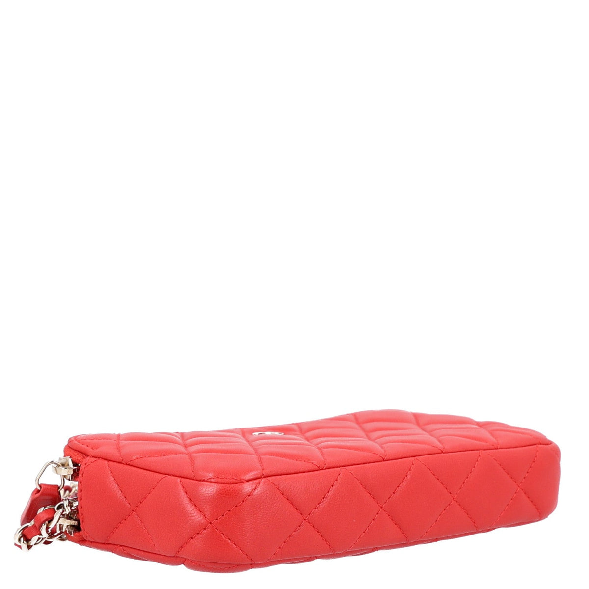 Small Quilted Lambskin Clutch Bag - Red