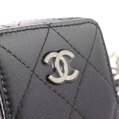 Quilted Lambskin Clutch Bag - Black