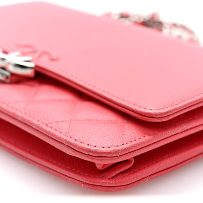 Quilted Calfskin Wallet Bag - Pink