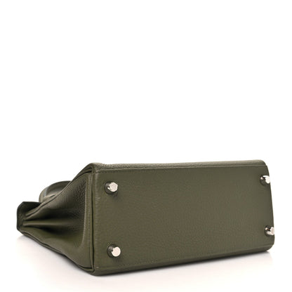 Togo Kelly Retourne 25 Vert Veronesse Handbag