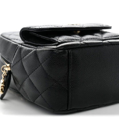 Mini Quilted Caviar Backpack - Black
