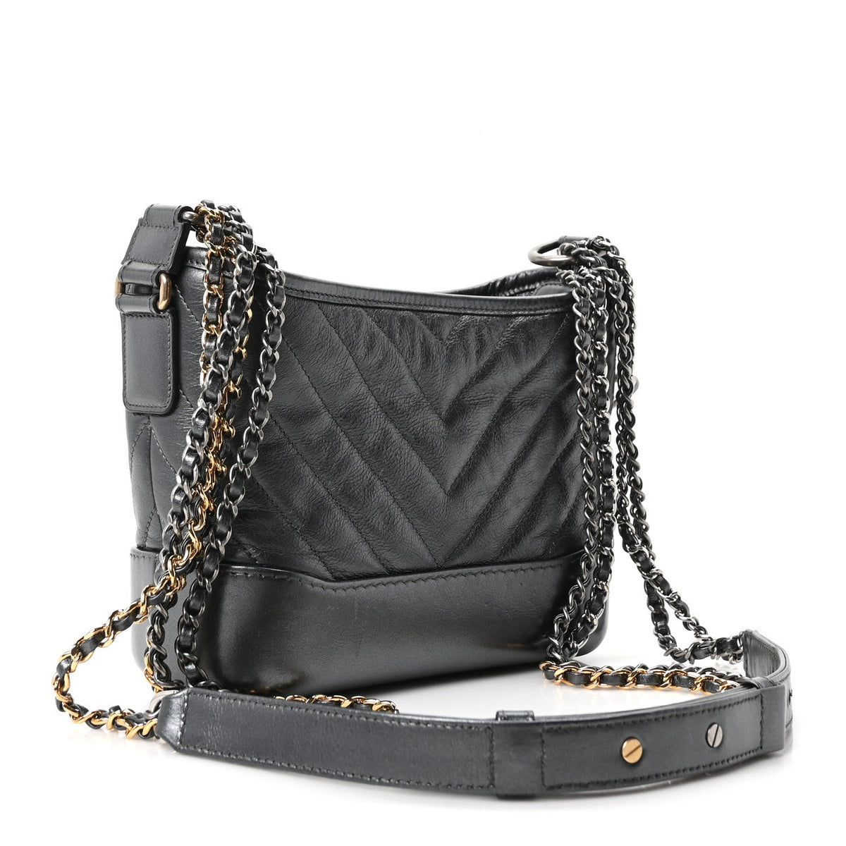 Small Quilted Calfskin Hobo Bag - Grey