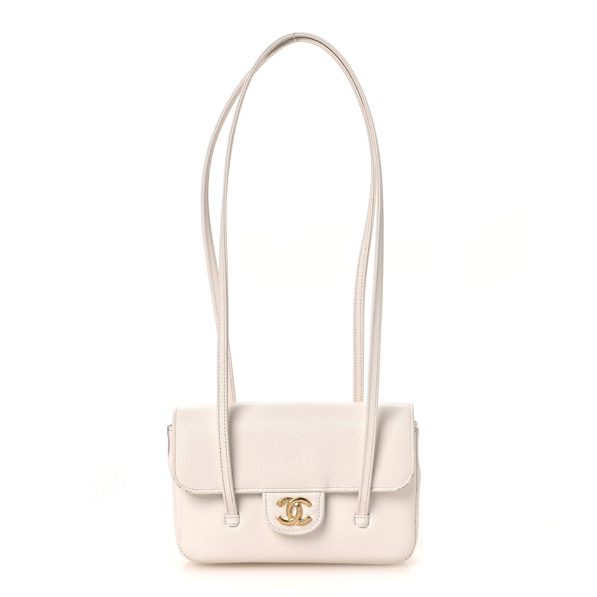 Mini Caviar Shoulder Bag - White