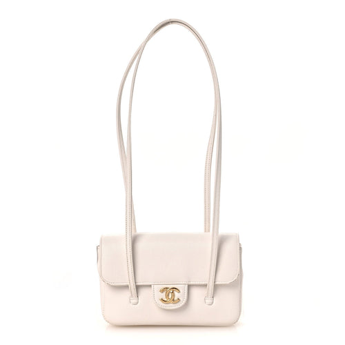 Mini Caviar Shoulder Bag - White