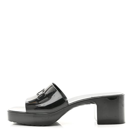 Rubber Logo Platform /60Mm Slide Sandals Black