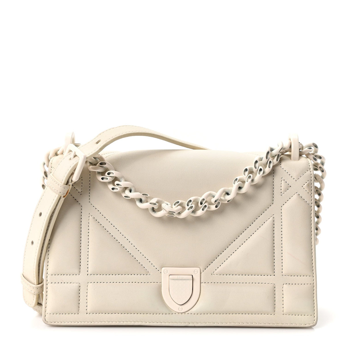 Small Calfskin Flap Shoulder Bag - White