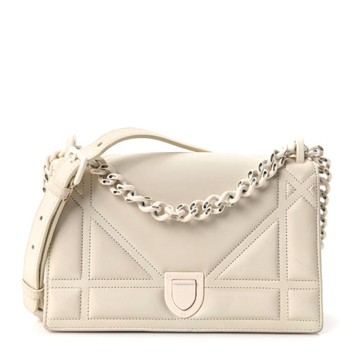 Small Calfskin Flap Shoulder Bag - White