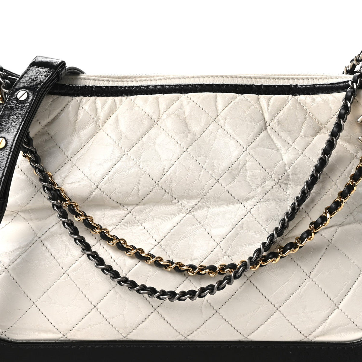 Large Quilted Calfskin Hobo Bag - White