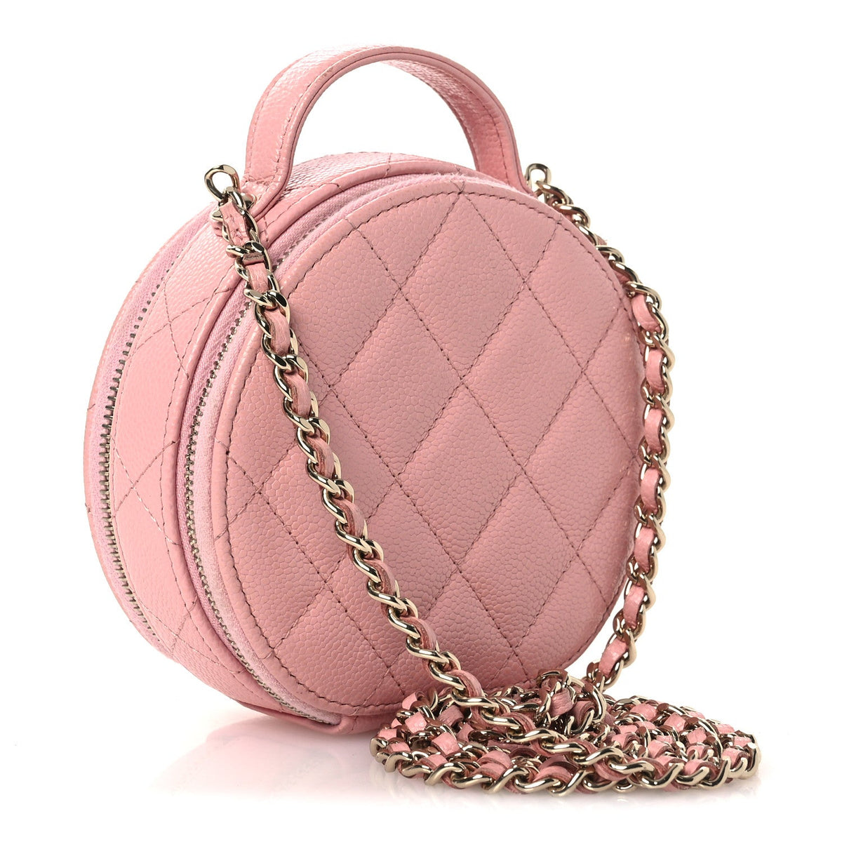 Quilted Caviar Handbag - Pink