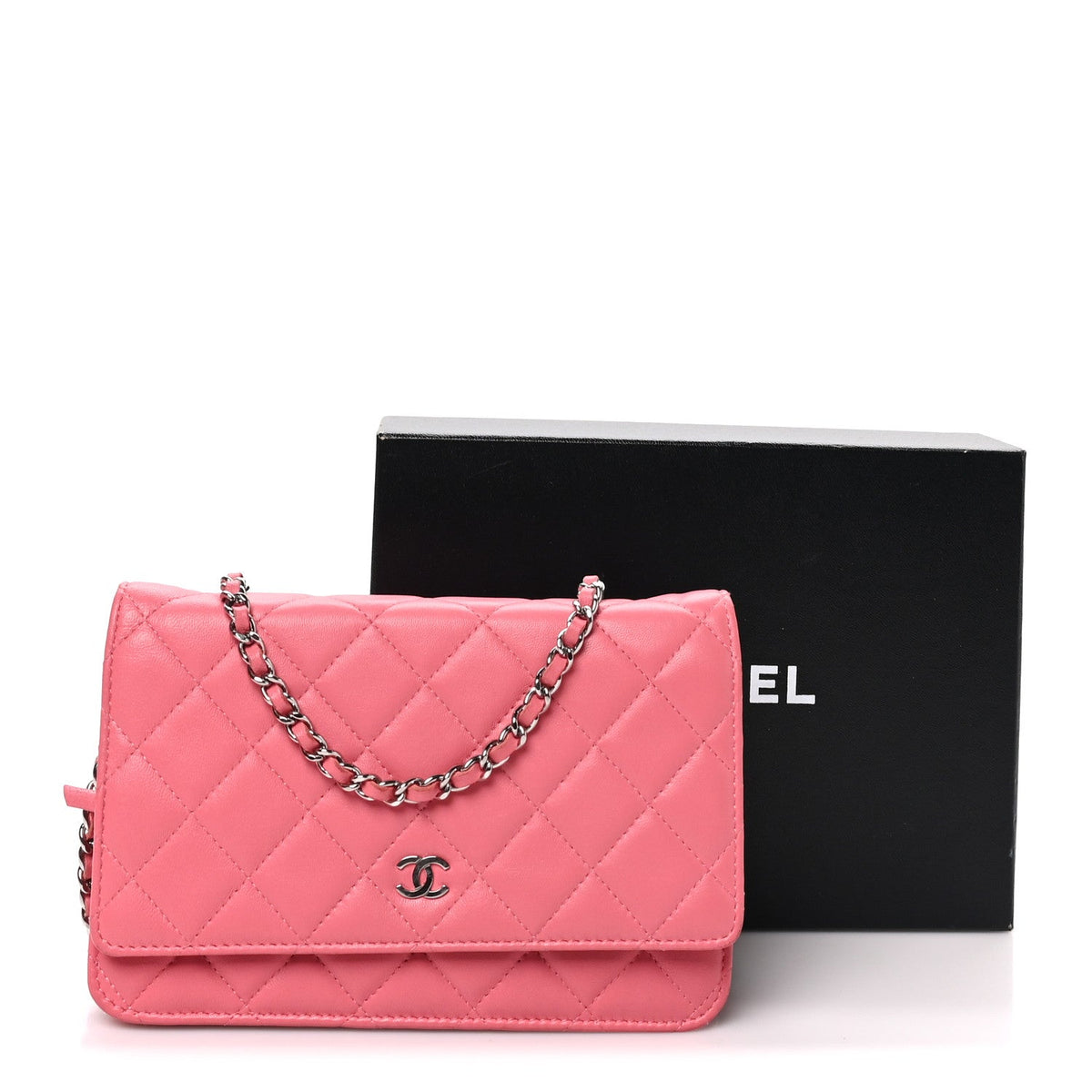 Quilted Lambskin Wallet Bag - Pink