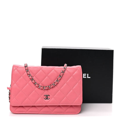 Quilted Lambskin Wallet Bag - Pink