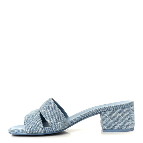 Denim Quilted Mules Blue