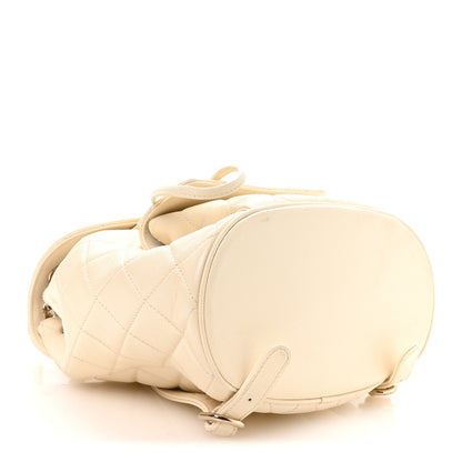 Quilted Caviar Backpack - White