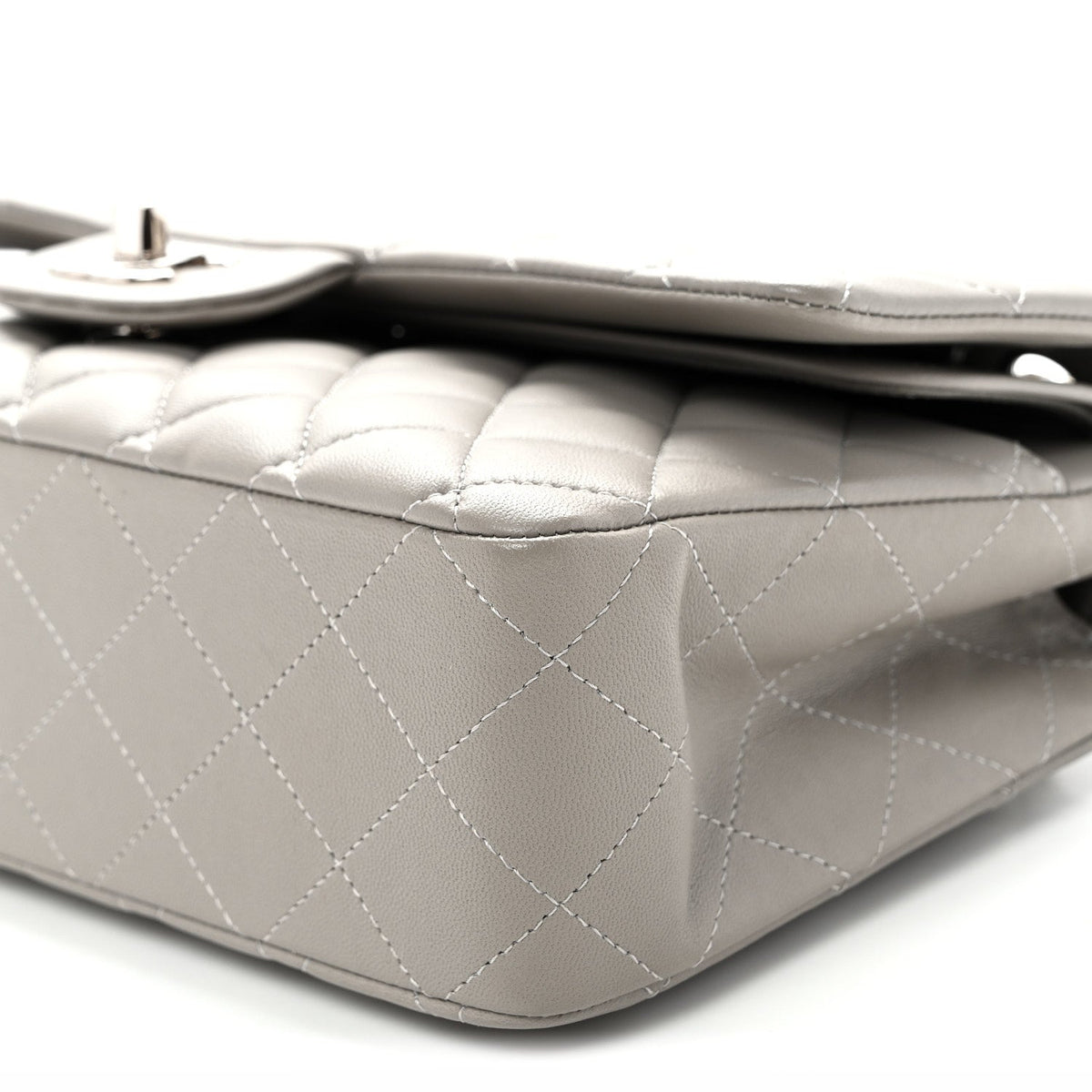 Medium Quilted Lambskin Flap Shoulder Bag - Grey