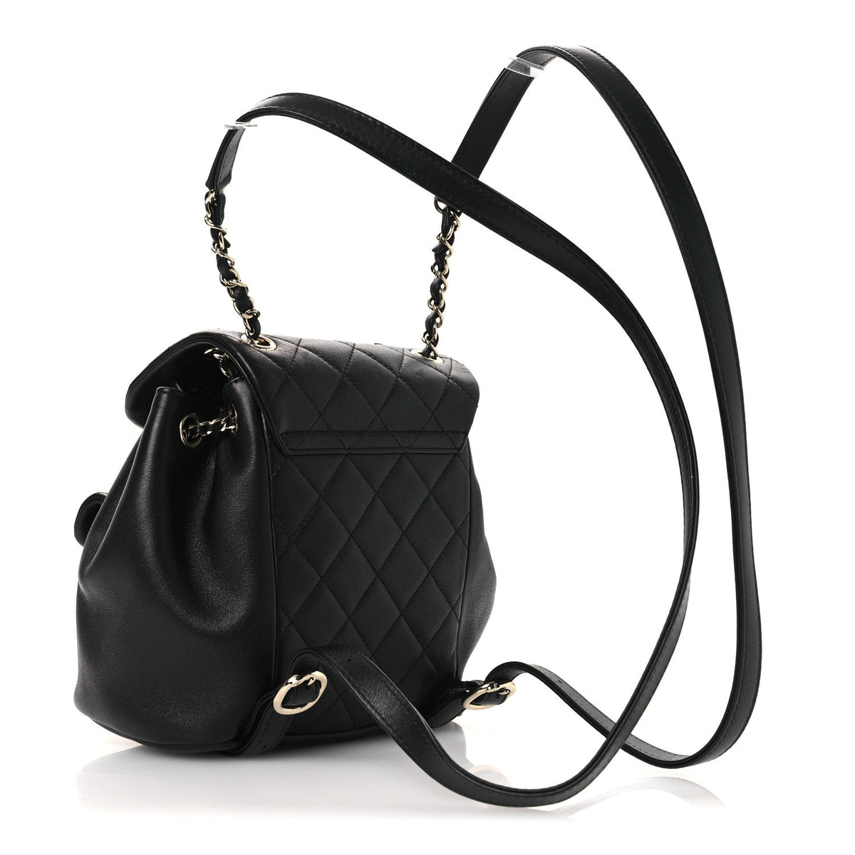 Small Quilted Lambskin Backpack - Black