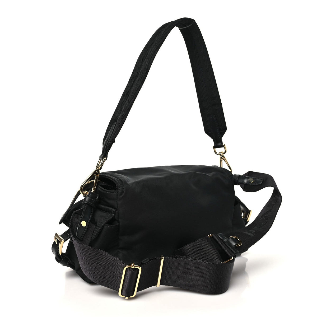Medium Nylon Shoulder Bag - Black