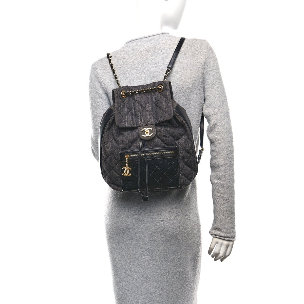Quilted Calfskin Backpack - Grey