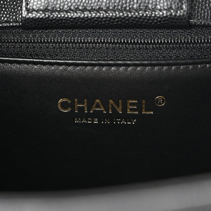 Small Quilted Caviar Tote Bag - Black