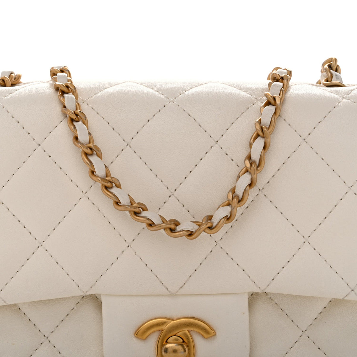 Mini Quilted Lambskin Flap Shoulder Bag - White