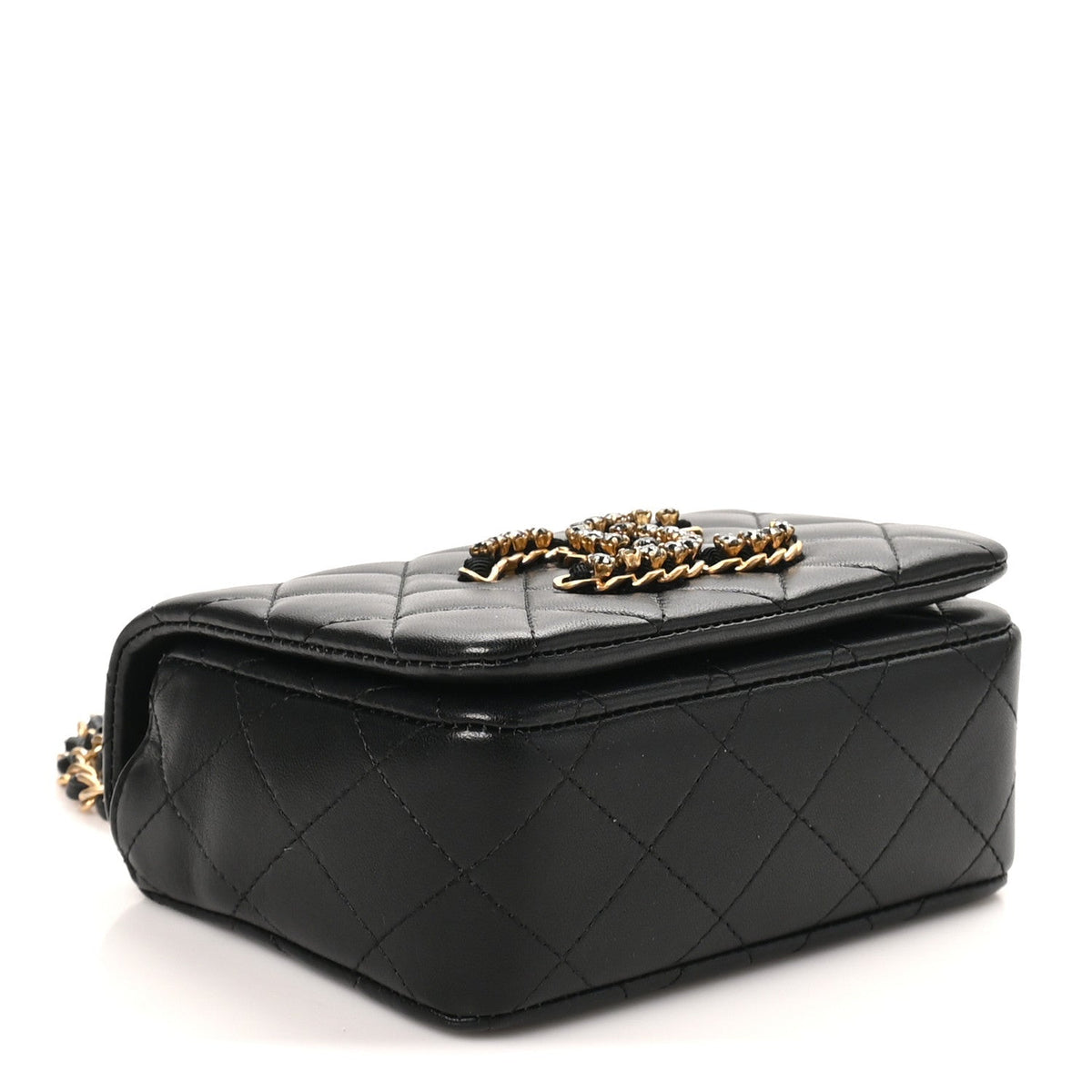 Mini Quilted Lambskin Flap Shoulder Bag - Black