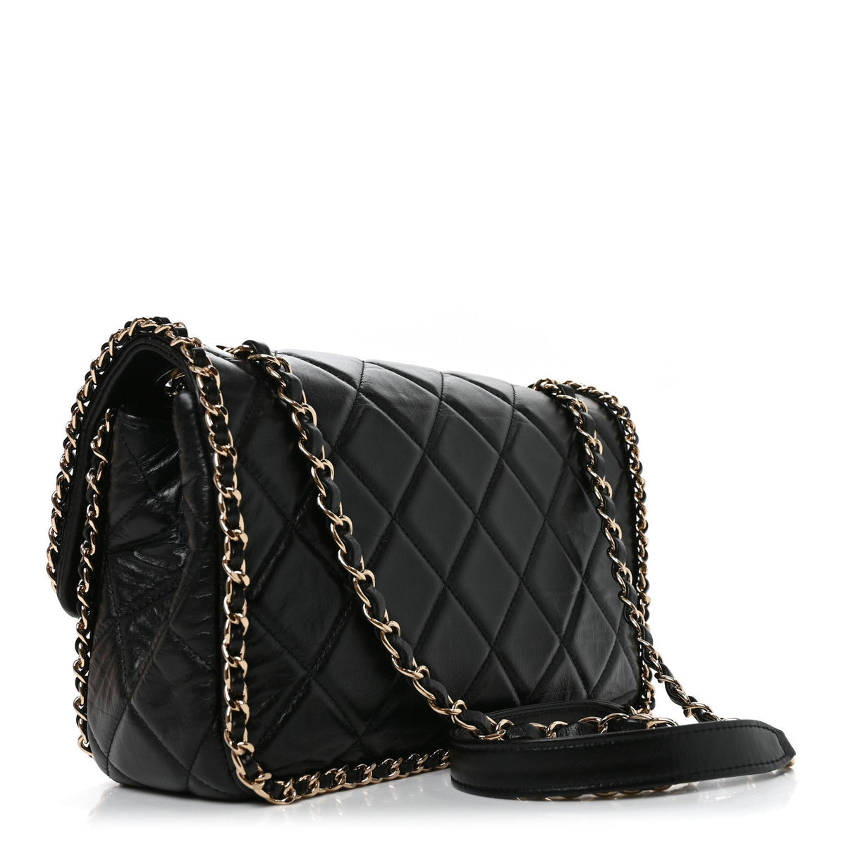 Medium Calfskin Flap Shoulder Bag - Black