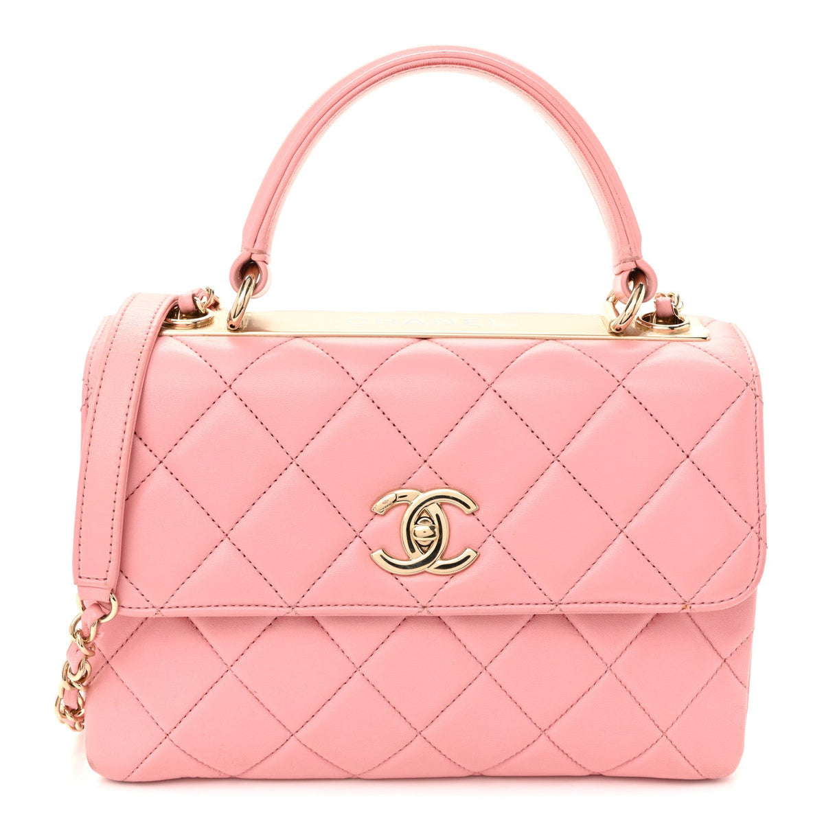 Small Quilted Lambskin Flap Shoulder Bag - Pink