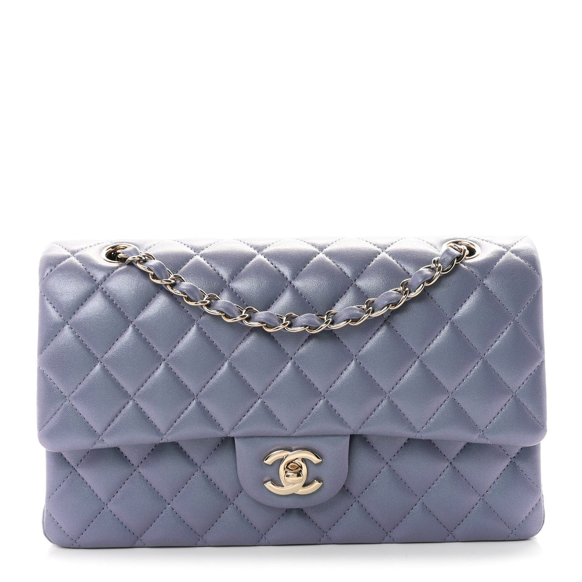 Medium Quilted Lambskin Flap Shoulder Bag - Purple
