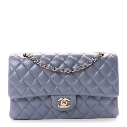 Medium Quilted Lambskin Flap Shoulder Bag - Purple