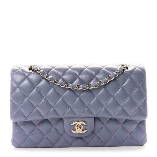 Medium Quilted Lambskin Flap Shoulder Bag - Purple