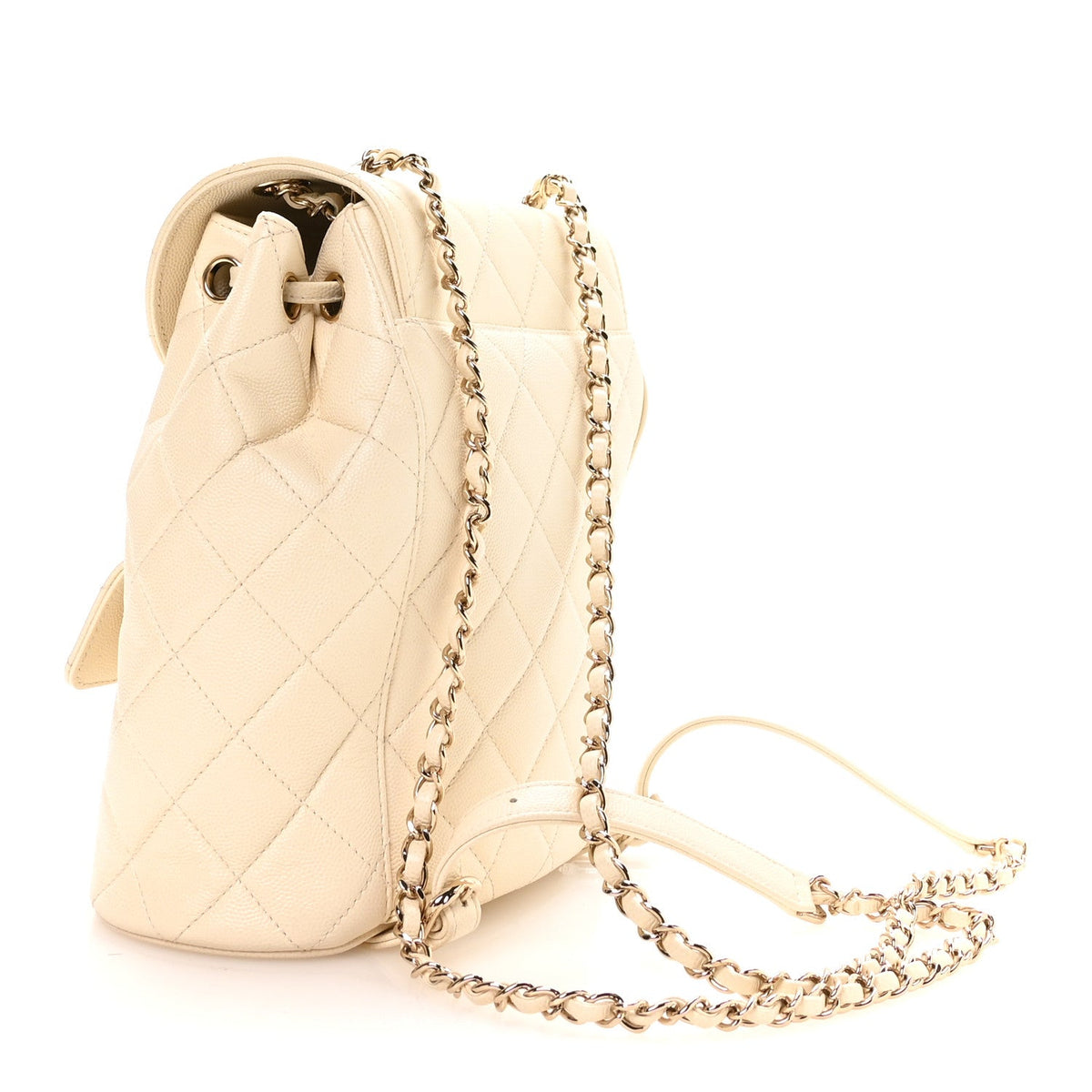 Quilted Caviar Backpack - White