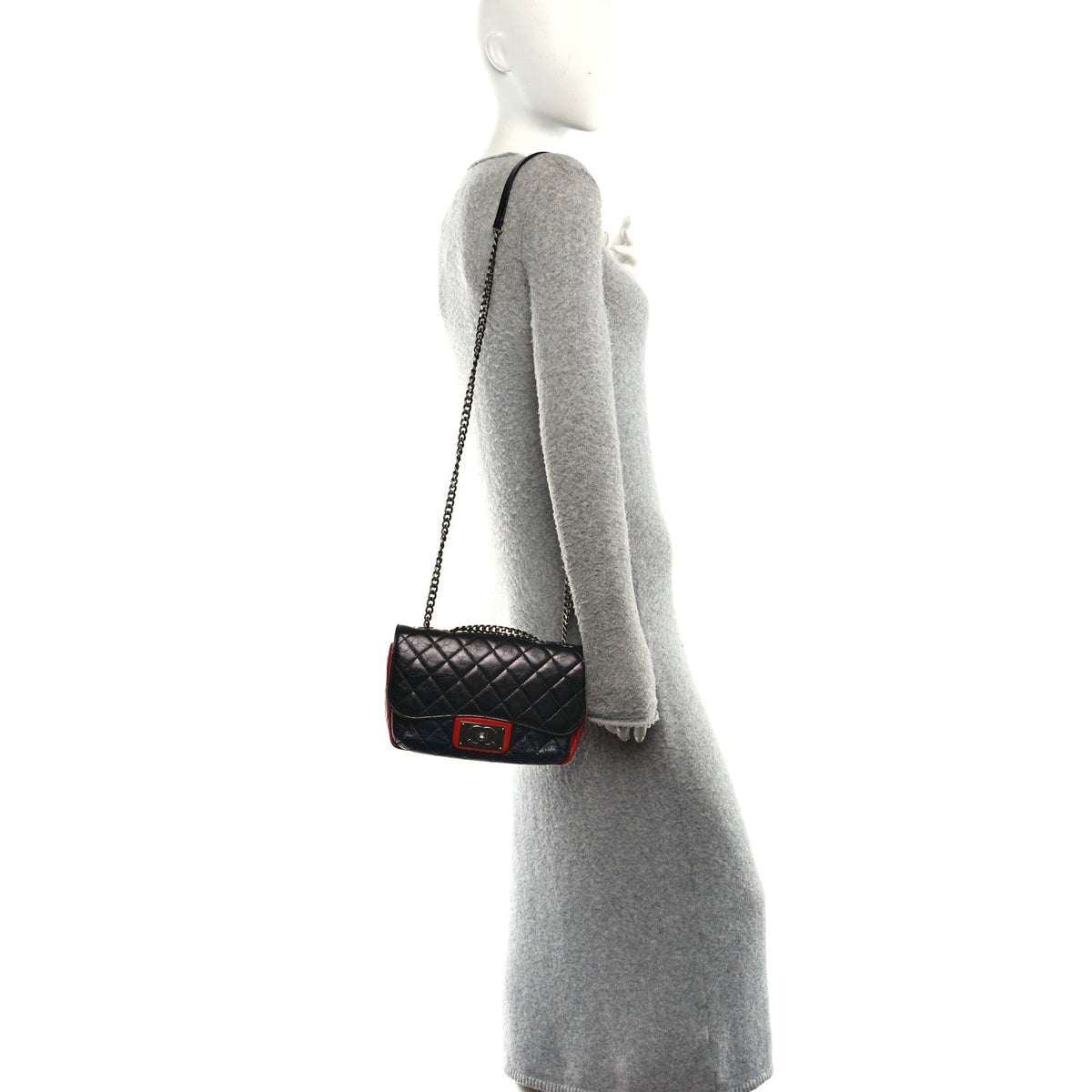 Quilted Goatskin Flap Shoulder Bag - Black