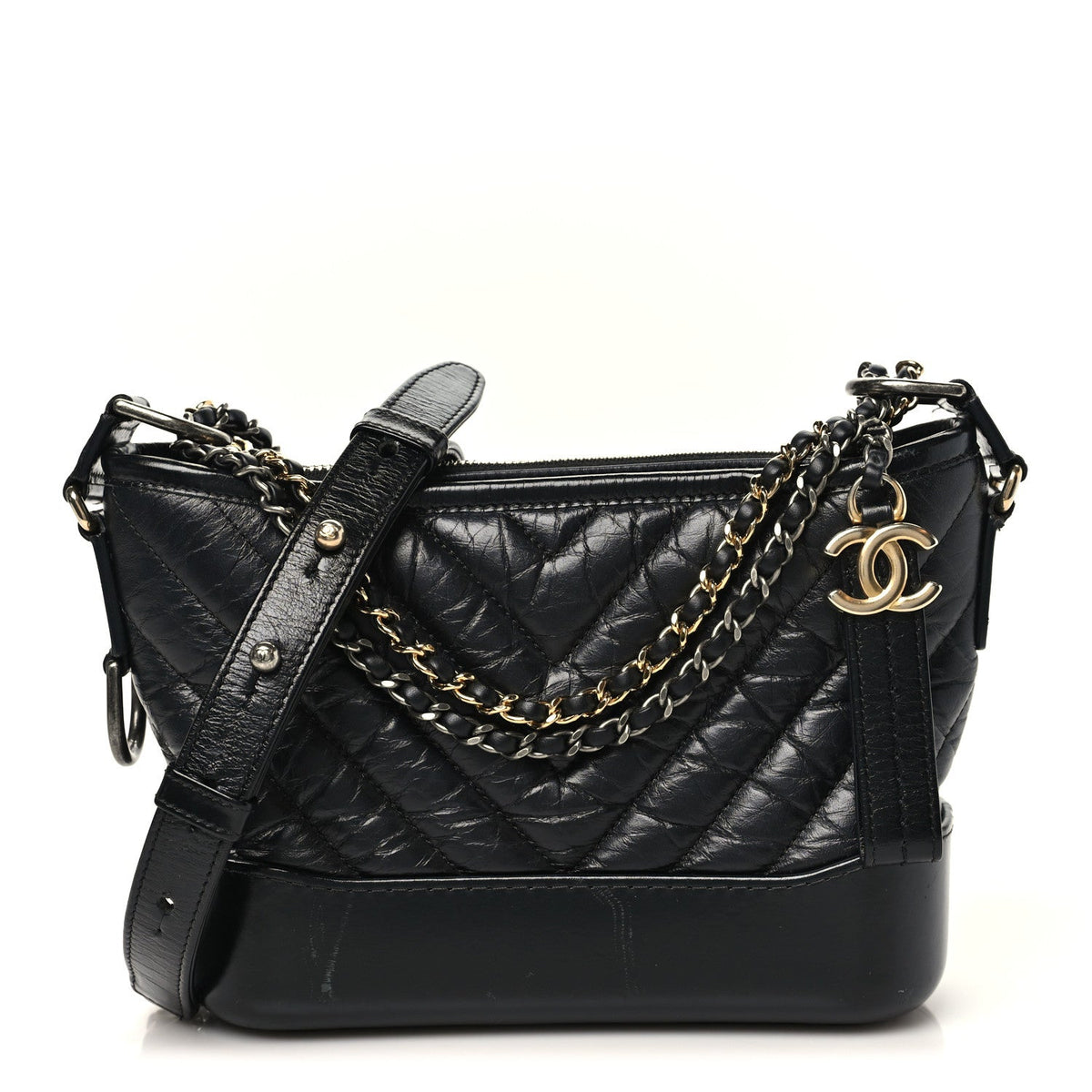 Small Quilted Calfskin Hobo Bag - Black