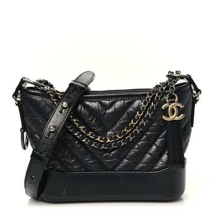 Small Quilted Calfskin Hobo Bag - Black