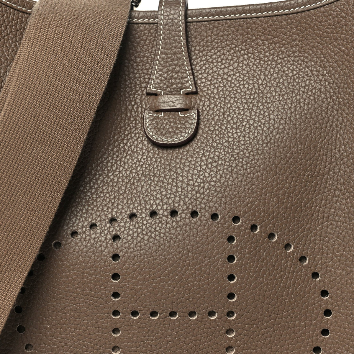 Taurillon Clemence Evelyne Iii Pm Etoupe Handbag