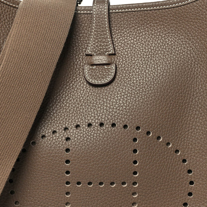 Taurillon Clemence Evelyne Iii Pm Etoupe Handbag