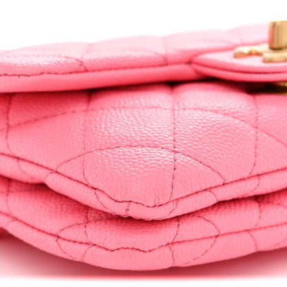 Caviar Flap Shoulder Bag - Pink